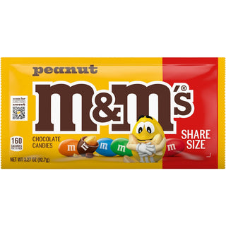 M&M's Peanut Milk Chocolate Candy, Share Size, 3.27 Oz Bag