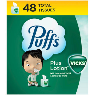 Puffs Vicks Plus Facial Tissue Lotion Soothing Scent 48 2 Ply Tissues Per Box