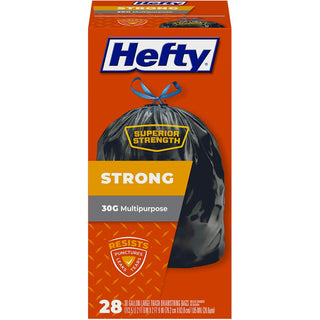 Hefty Strong Large Multipurpose 30 Gallon Drawstring Trash Bags