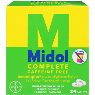 Midol Complete Caffeine-Free Caplets, Menstrual Symptom Relief, 24 Count