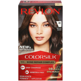 Revlon Colorsilk 41 Medium Brown Vegan Keratin Permanent Hair Color 1 Each