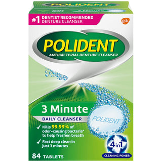 Polident 3 Minute Antibacterial Denture Cleanser Tablets, Triple Mint Fresh