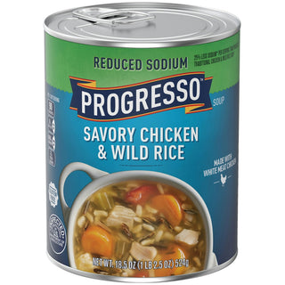 Progresso Reduced Sodium Savory Chicken & Wild Rice Soup, 18.5 Oz