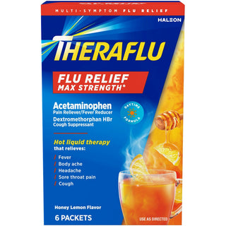Theraflu Hot Liquid Therapy Flu Relief Max Strength Packets Honey Lemon 6 Ct