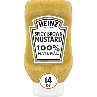 Heinz 100% Natural Spicy Brown Mustard 14 Oz Bottle