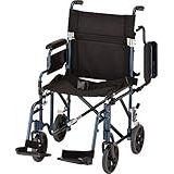 NOVA 350B Lightweight Aluminum Folding Transport Chair Blue w/Flip-Up Arms