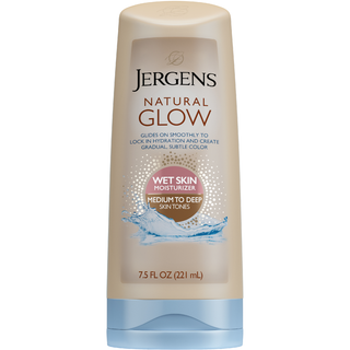 Jergens Natural Glow Wet Skin Moisturizer, In-Shower Self Tanner Body Lotion, Medium To Tan Tone - 7.5 Fl Oz