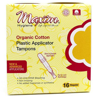 Maxim Hygiene Organic Cotton Tampons, Regular Absorbency, 16 Count