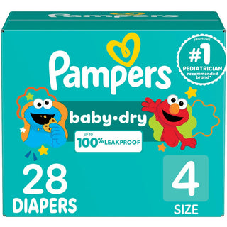 Pampers Baby Dry Diapers, Size 4, 22-37 Lbs, 28 Count, Absorbent Disposable Diapers