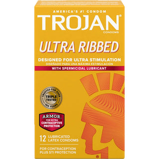 Trojan Stimulations Premium Latex Condoms, Ultra Ribbed, Spermicidal Lubricant