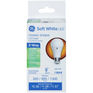 GE 30/70/100 Watts Classic Shape Soft White 3-Way LED Light Bulb