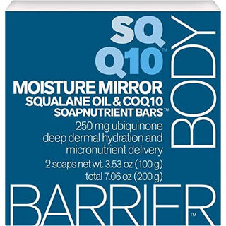 Body Barrier SQQ10 Moisture Mirror Squalane Oil & COQ10 Soapnutient Soap Bars, 2 Pack, 7.06 Oz