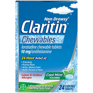 Claritin 24-Hour Non-Drowsy Allergy Relief - Cool Mint Chewables, 24 ct
