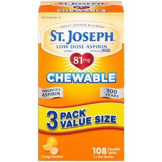 St. Joseph Aspirin, Low Dose, Chewable, Orange Flavor, Value Size, Chewable Tablets