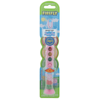 Firefly Ready Go Brush, Peppa Pig, Light Up Timer Toothbrush, Premium Soft Bristles, 1 Minute Timer, Less Mess Suction Cup, Battery Included, Easy Storage, For Ages 3