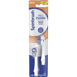 Spinbrush Pro Clean 8+ Soft Replacement Brush Heads