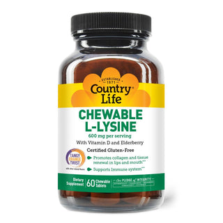 Country Life Chewable L-Lysine, 600 Mg, 60 Tabs