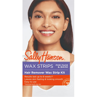 Sally Hansen Hair Remover Wax Strip Kit For Face, Brows & Bikini, 34 Strips