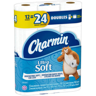 Charmin Ultra Soft Toilet Paper 12 Double Rolls, 142 Sheets Per Roll
