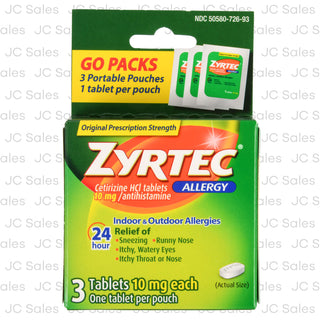 Zyrtec 24 Hour Allergy Relief Tablets, 10 Mg Cetirizine HCl Antihistamine, Travel Size
