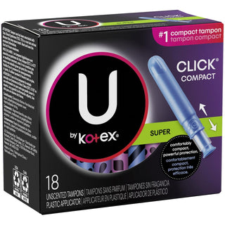 U By Kotex Click Compact Tampons, Plastic, Super, Unscented
