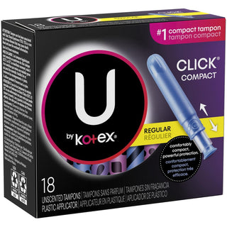 U by Kotex Click Tampons, Plastic, Regular, Unscented