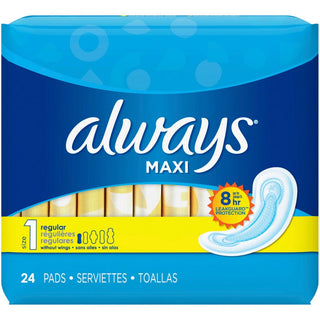 Always Maxi Size 1 Regular Pads Without Wings Unscented