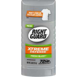 Right Guard Xtreme Defense Antiperspirant Deodorant Invisible Solid Stick, Fresh Blast, 2.6 Ounce