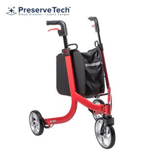 Drive™ 3 Wheel Rollator Nitro Red Adjustable Height Lightweight  Folding Aluminum Frame