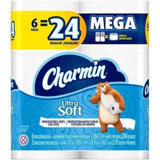 Charmin Ultra Soft Bathroom Tissue, Unscented, Mega Rolls, 2 Ply
