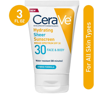 Cerave Hydrating Sheer Face And Body Sunscreen - SPF 30 - 3 Fl Oz