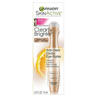 Garnier SkinActive Clearly Brighter Sheer Tint Light/Medium Anti-Dark Circle Eye Roller 0.5 Fl. Oz. Box