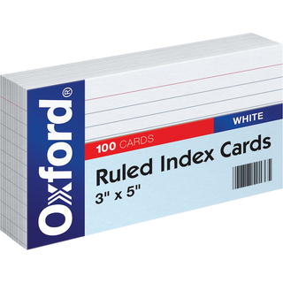Oxford Ruled Index Cards, 3 X 5, White, 100/Pack OXF31
