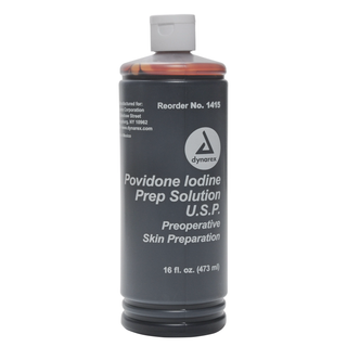 Dynarex® Povidone-Iodine Prep Solution – 10% Strength (16 Oz Bottle, 24 EA/CS)