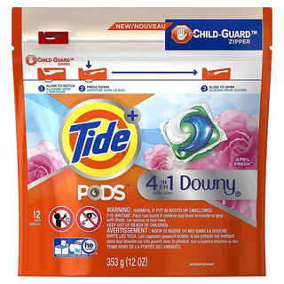 Tide + Pods Detergent, 4 In 1 With Downy, April Fresh, Pacs