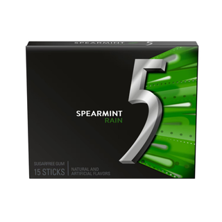 5 Gum Spearmint Rain Sugar Free Chewing Gum, 15 Piece Single Pack