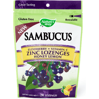 Nature's Way Sambucus Elderberry Zinc Lozenges Honey Lemon Flavor 24ct