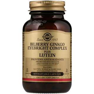 Solgar Bilberry Ginkgo Eyebright Complex Plus Lutein 60 Vegetable Capsules