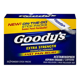 Goody’s Extra Strength Headache Powder, Fast-Acting Pain Reliever & Fever Reducer, 50 Stick Packs