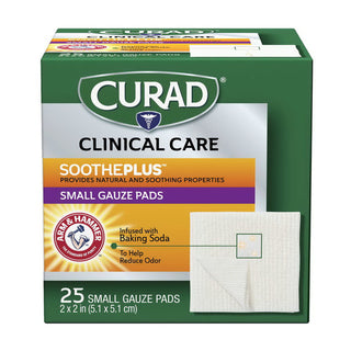 Curad Soothe Plus Gauze Pads Small 2x2 In 25Ct