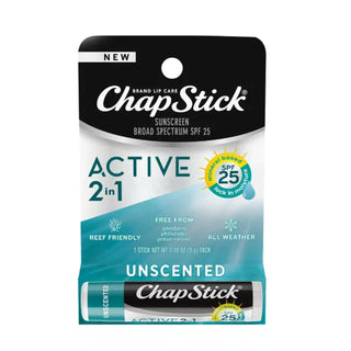 Chapstick Active 2 In 1 SPF 25 Mineral Base Unscented