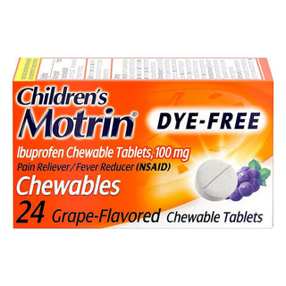 Motrin Children's Dye-Free Ibuprofen Chewable Tablets For Pain & Fever, Grape