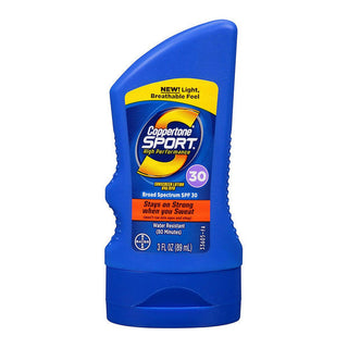 Coppertone Sport Sunscreen Lotion Broad Spectrum SPF 30, 3 Fluid Ounces Travel