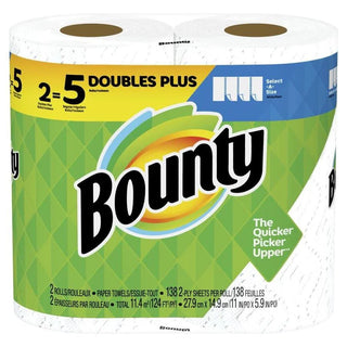 Bounty Paper Towels, Double Plus Roll, Select A Size, 2 Ply