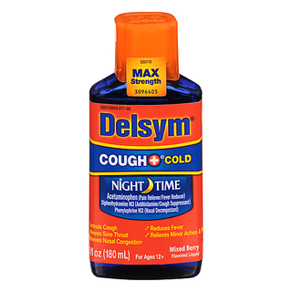 Delsym Adult Night Time Cough And Cold Liquid, Mixed Berry Flavor, 6 Ounce