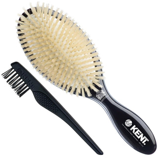 Kent CSGL 9" Large Oval Cushion Straightening Brush And Large, White