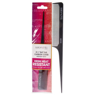 SalonChic Rat Tail Carbon Comb - High Heat Resistant 8.5" Medium Teeth