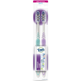 Tom's of Maine Whole Care Soft Toothbrush, Twin Pack