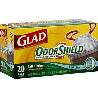 Glad Tall Kitchen Bags, Drawstring, Odor Shield, Fresh Clean Scent, 13 Gallon