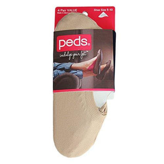 Peds Ladies Midcut Nylon 4 Pair Pack 9-11, Nude